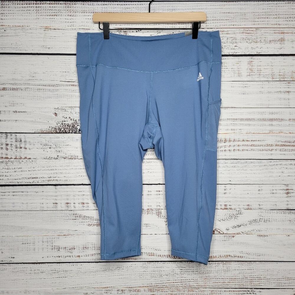 Adidas aeroready Circuit Cropped Leggings with Side Pocket Blue | 3X